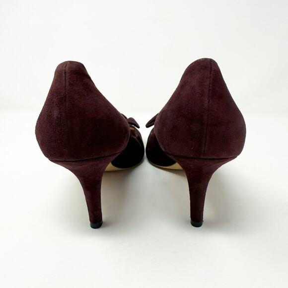 Giuseppe Zanotti Vicini Burgundy Suede Closed Toe Pumps Bow Detail Made in Italy - Picture 5 of 10